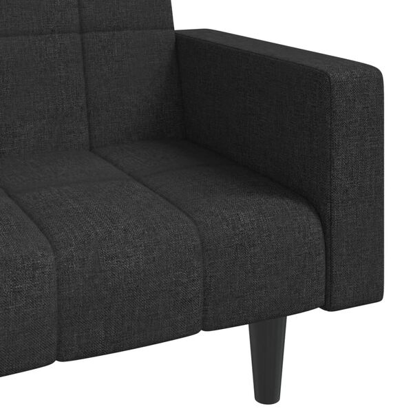 vidaXL 2-Seater Sofa Bed with Two Pillows Black Fabric