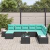 vidaXL Garden Sofa Set 8 pcs Black and Turquoise Poly Rattan