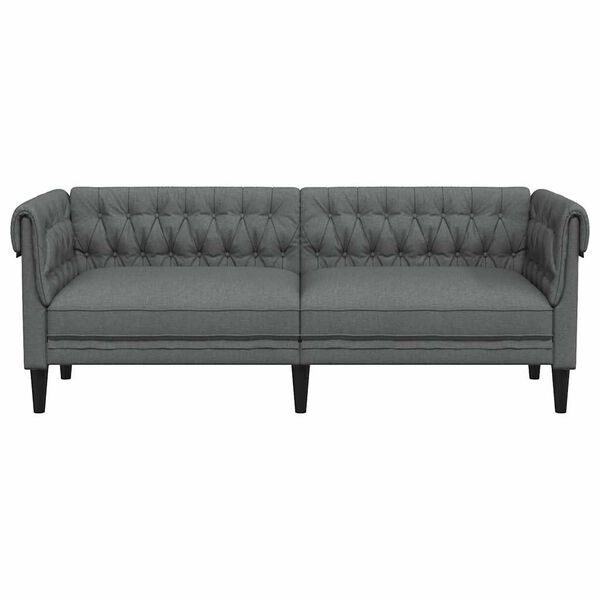 vidaXL Chesterfield Sofa 3-Seater Dark Grey Fabric