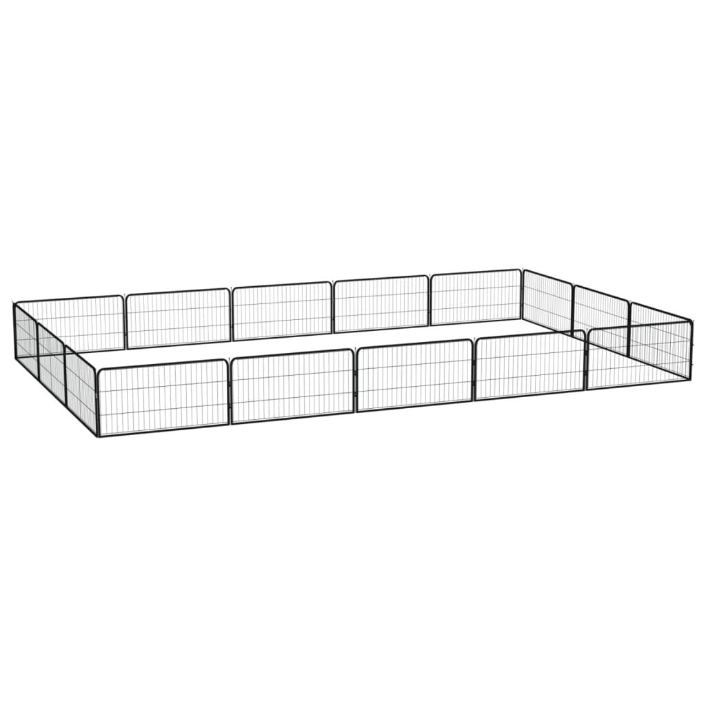 vidaXL 16-Panel Dog Playpen Black 100x50 cm Powder-coated Steel