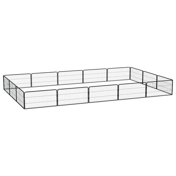 vidaXL 16-Panel Dog Playpen Black 100x50 cm Powder-coated Steel