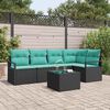 vidaXL Garden Sofa Set 6 pcs Black and Turquoise Poly Rattan