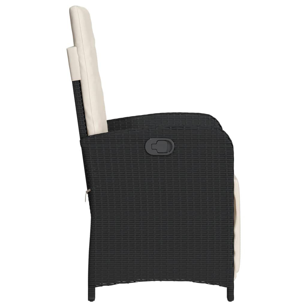vidaXL Reclining Garden Chair with Footrest Black Poly Rattan