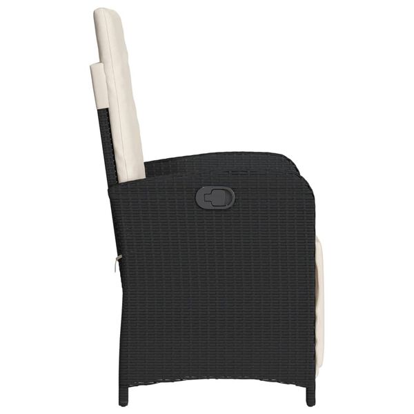 vidaXL Reclining Garden Chair with Footrest Black Poly Rattan