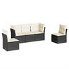 vidaXL 5 Piece Garden Sofa Set with Cushions Black Poly Rattan