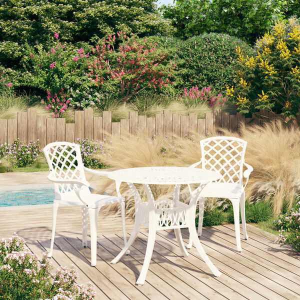 vidaXL 3 Piece Bistro Set Cast Aluminium White