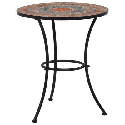 vidaXL Mosaic Bistro Table Orange/Grey 60cm Ceramic