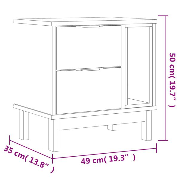 vidaXL Bedside Cabinet "FLAM" 49x35x50 cm Solid Wood Pine
