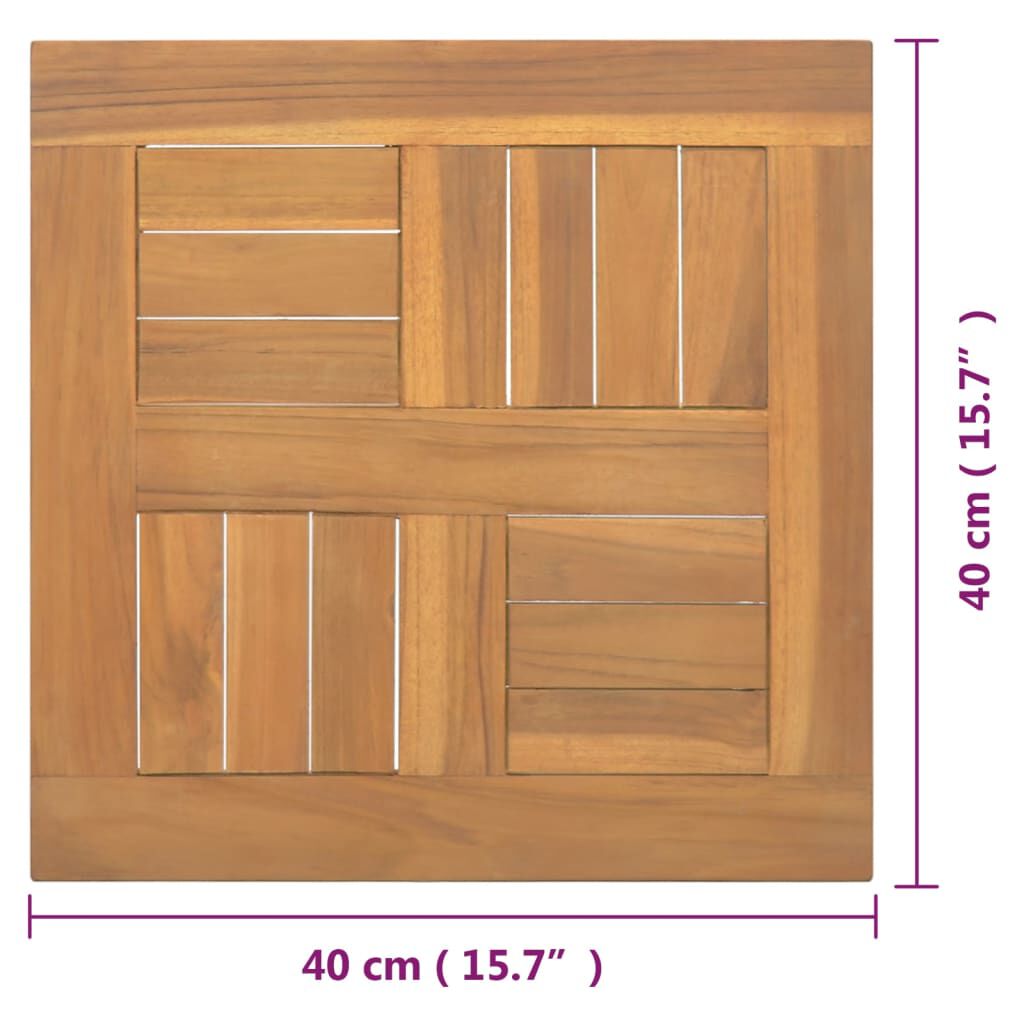 vidaXL Square Table Top 40x40x2.5 cm Solid Wood Teak
