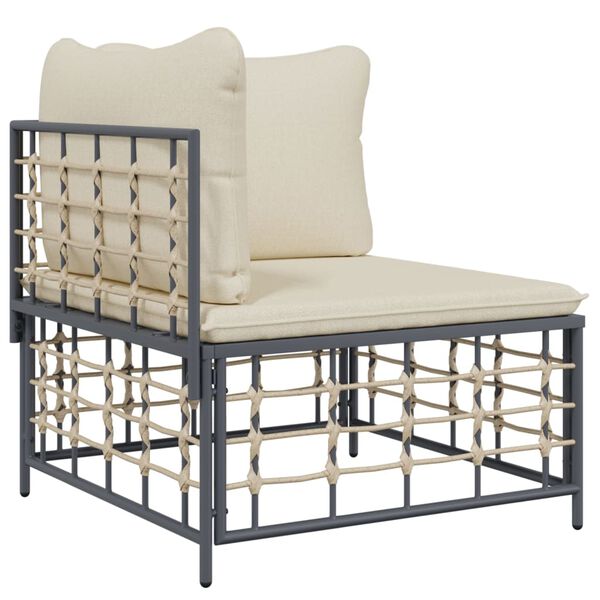 vidaXL 11 Piece Garden Lounge Set with Cushions Anthracite Poly Rattan