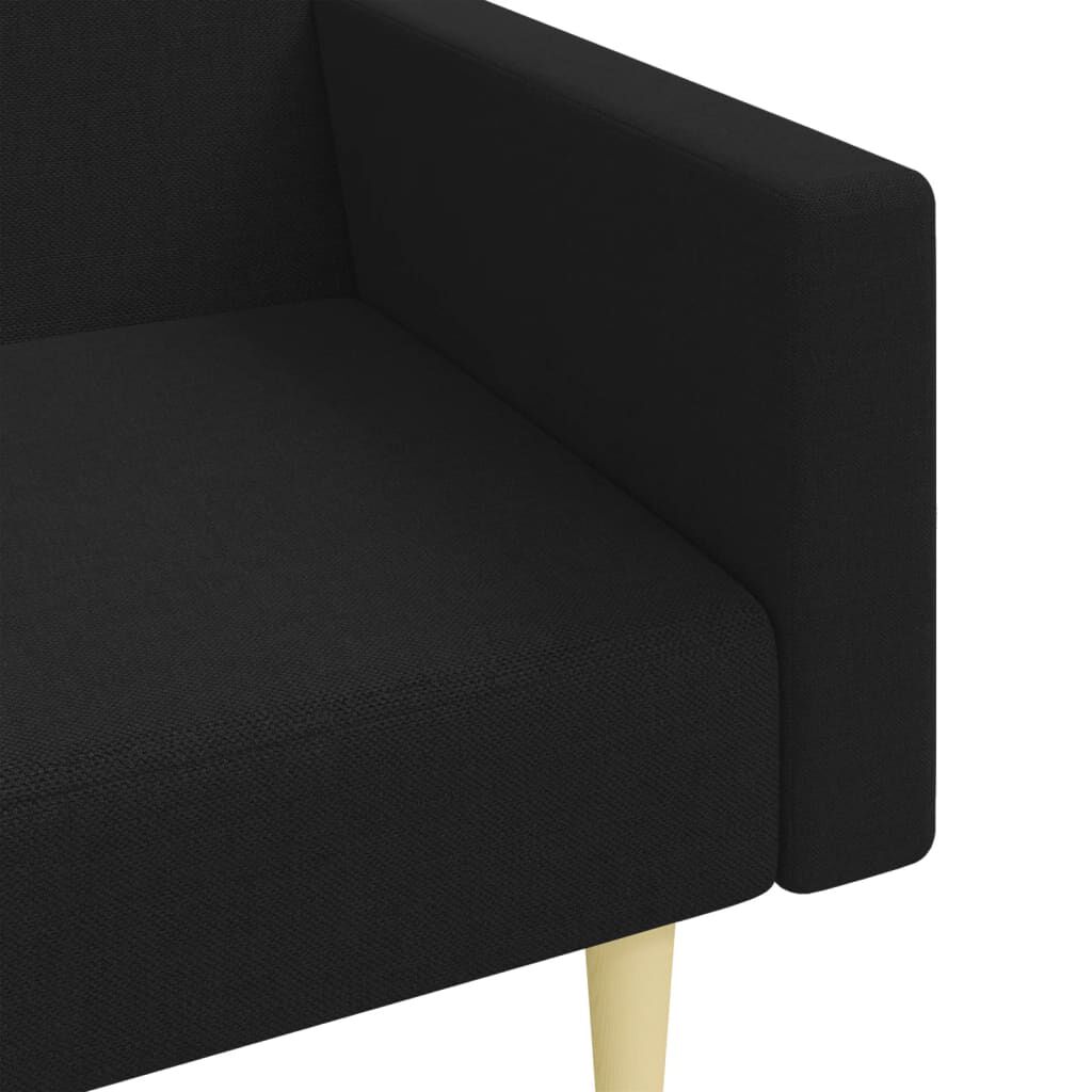 vidaXL 2-Seater Sofa Bed with Footstool Black Fabric