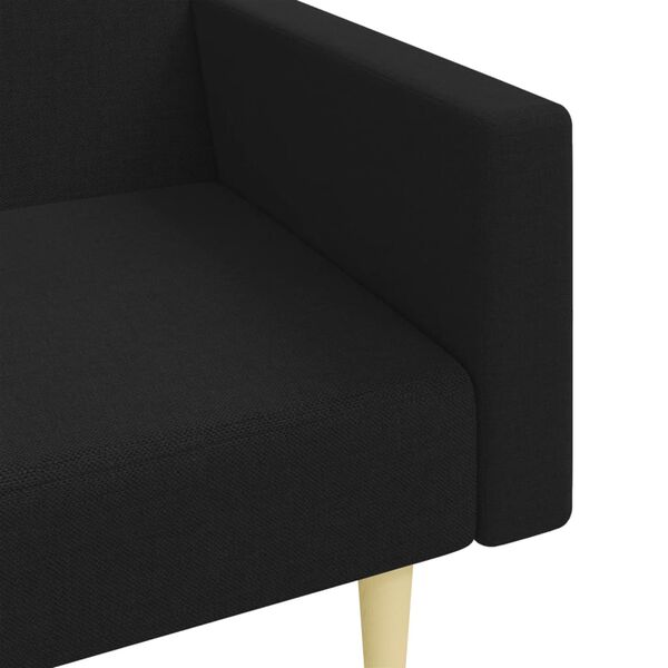 vidaXL 2-Seater Sofa Bed with Footstool Black Fabric