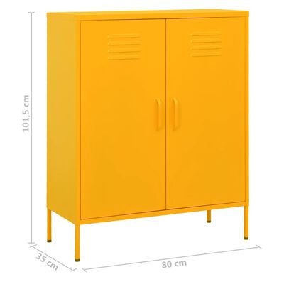 vidaXL Storage Cabinet Mustard Yellow 80x35x101.5 cm Steel