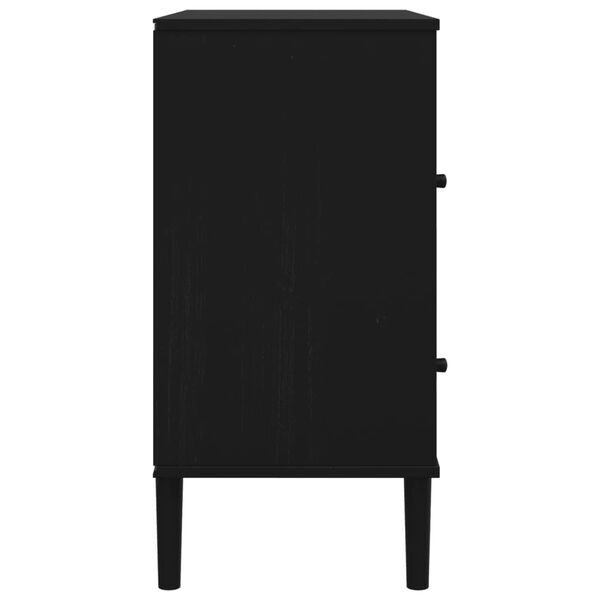 vidaXL Sideboard SENJA Rattan Look Black 80x40x80 cm Solid Wood Pine