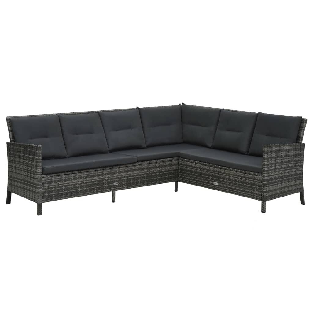 vidaXL 3 Piece Garden Lounge Set with Cushions Poly Rattan Grey