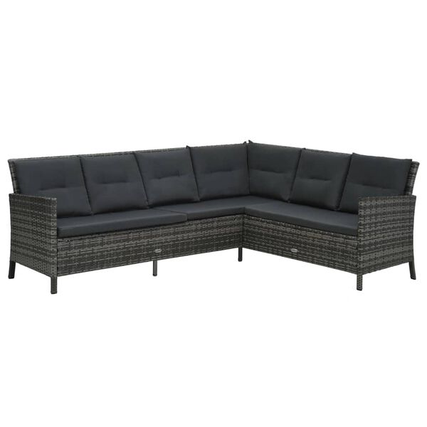 vidaXL 3 Piece Garden Lounge Set with Cushions Poly Rattan Grey