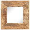vidaXL Hand-Carved Mirror 50x50x2.5 cm Solid Mango Wood