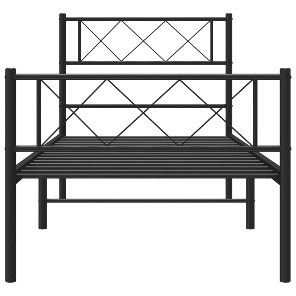 vidaXL Metal Bed Frame without Mattress with Footboard Black 100x190cm