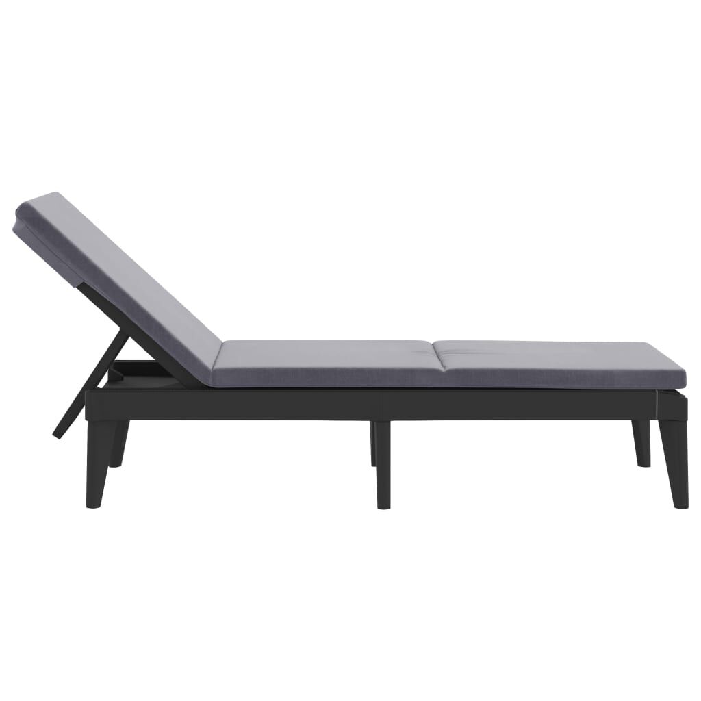 vidaXL Sun Lounger with Cushion Anthracite 186x60x29 cm PP
