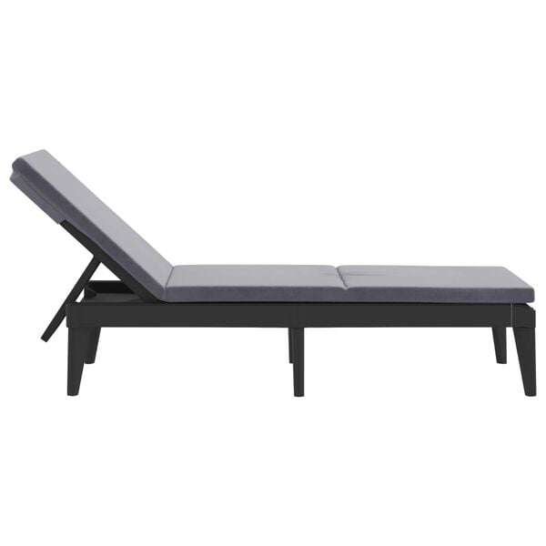 vidaXL Sun Lounger with Cushion Anthracite 186x60x29 cm PP
