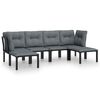 vidaXL 6 Piece Garden Lounge Set Black and Grey Poly Rattan