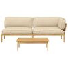 vidaXL Sofa Set with Cushion Plain 3 pcs Beige Solid Acacia Wood