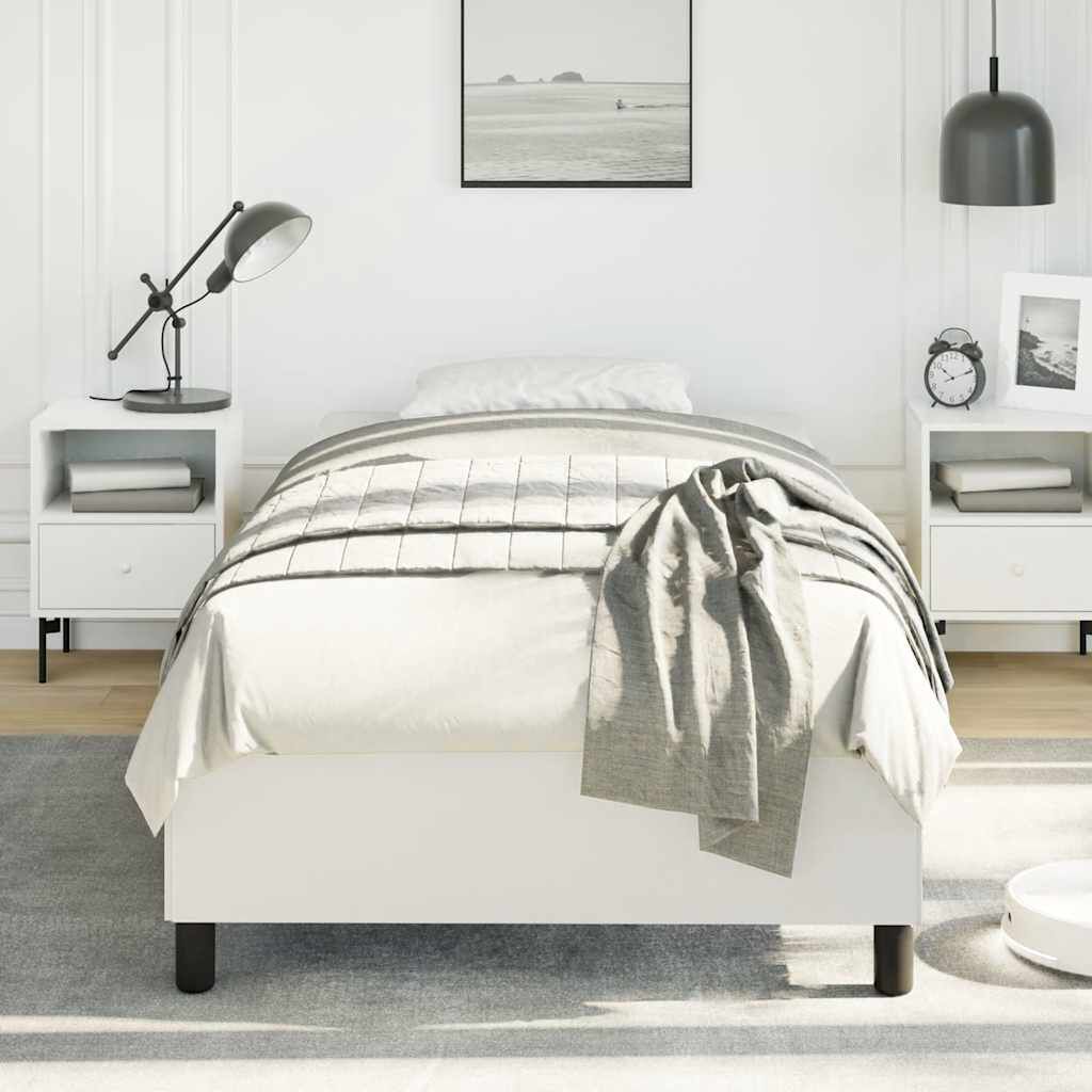 vidaXL Bed Frame without Mattress White 100x190 cm Twin Faux Leather