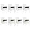 vidaXL 9 Piece Garden Dining Set with Cushions White Poly Rattan
