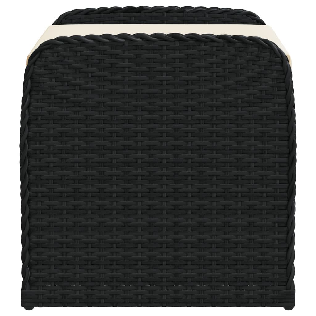 vidaXL Storage Bench with Cushion Black 80x51x52 cm Poly Rattan
