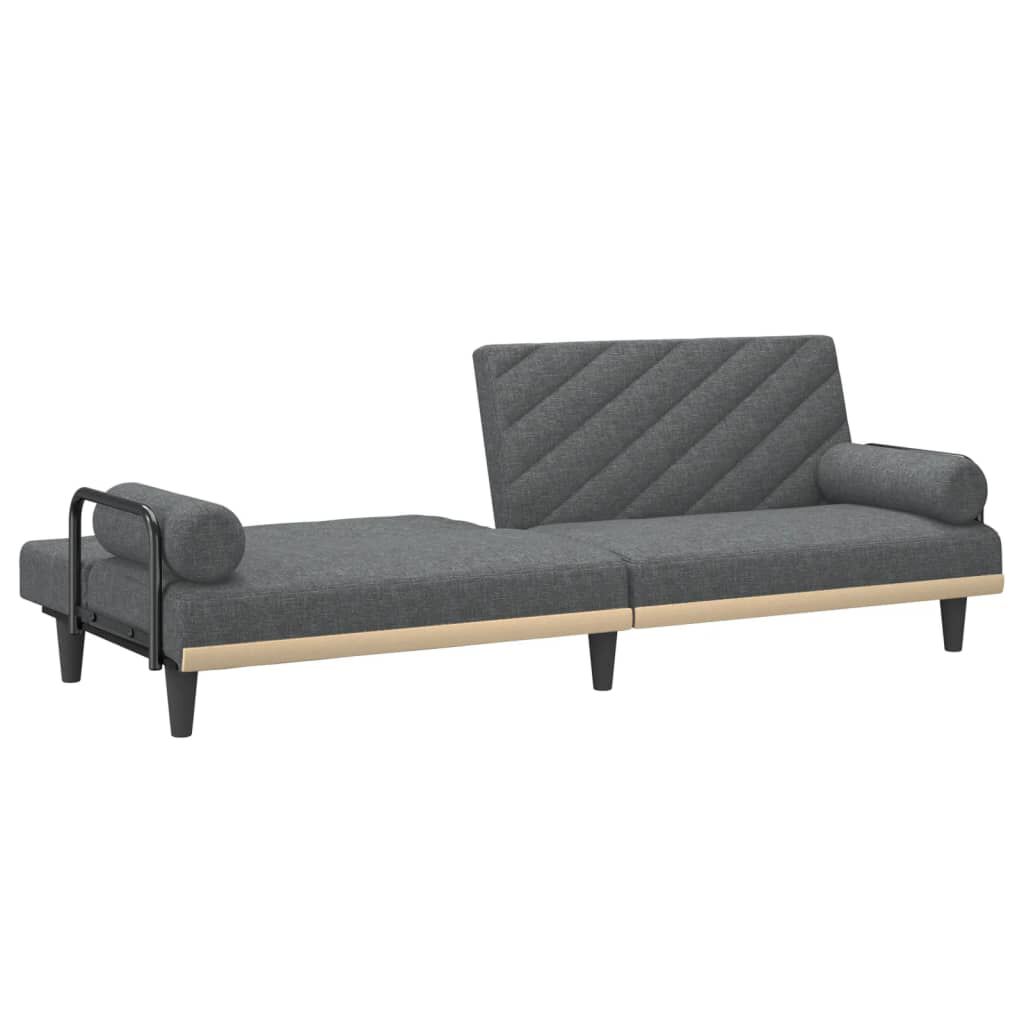vidaXL Sofa Bed with Armrests Dark Grey Fabric