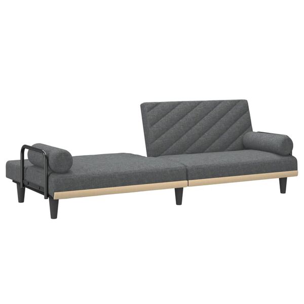 vidaXL Sofa Bed with Armrests Dark Grey Fabric