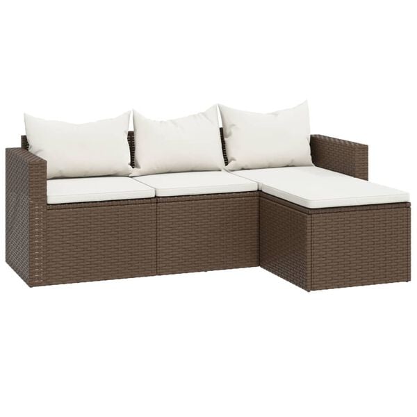 vidaXL Garden Lounge Set Brown Poly Rattan