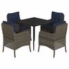 vidaXL 5 Piece Garden Dining Set with Cushions Grey Poly Rattan