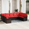 vidaXL Garden Sofa Set with Cushion 9 pcs Brown Poly Rattan