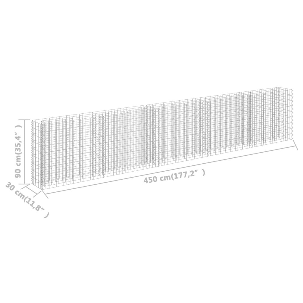 vidaXL Gabion Raised Bed Galvanised Steel 450x30x90 cm