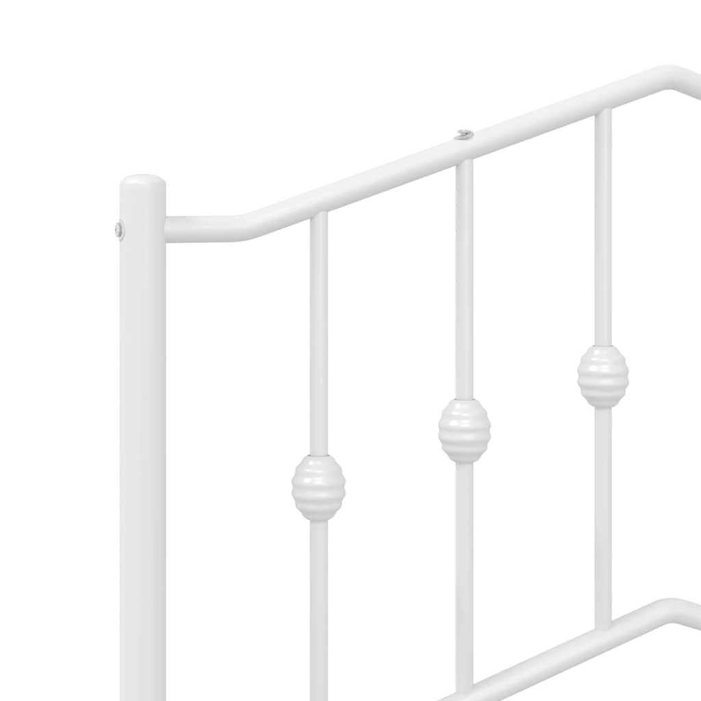 vidaXL Metal Bed Frame without Mattress with Headboard White 100x200cm