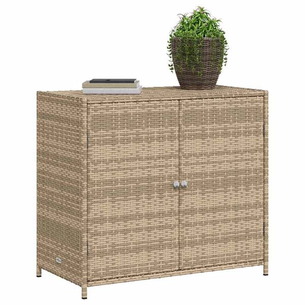 vidaXL Garden Storage Cabinet Beige 83x45x76 cm Poly Rattan
