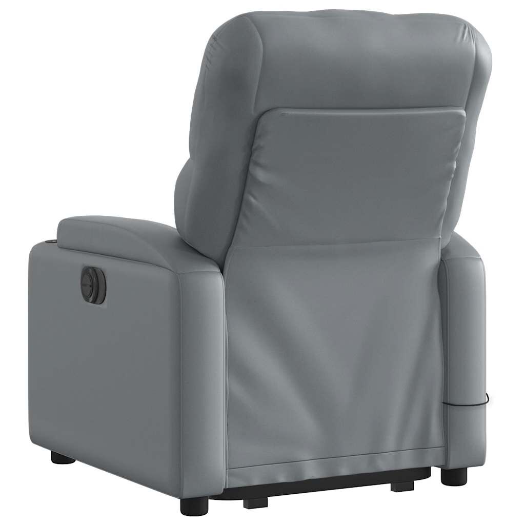 vidaXL Electric Stand up Massage Recliner Chair Grey Faux Leather