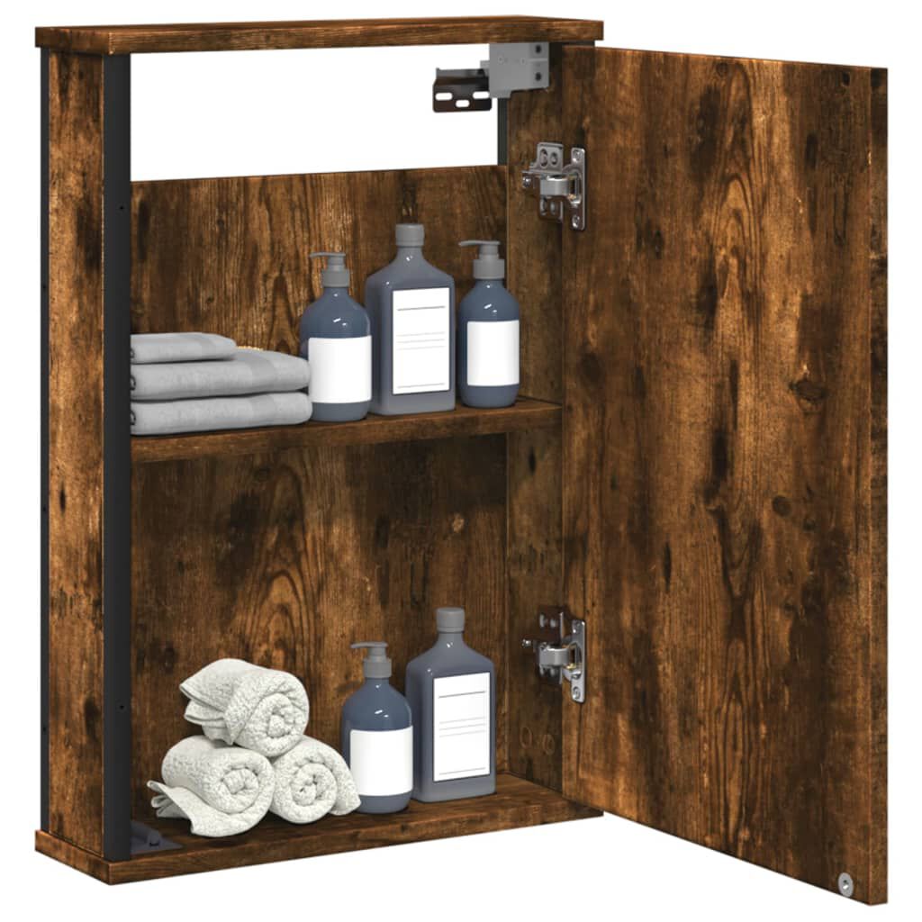 vidaXL Bathroom Mirror Cabinet Smoked Oak 42x12x60 cm Engineered Wood