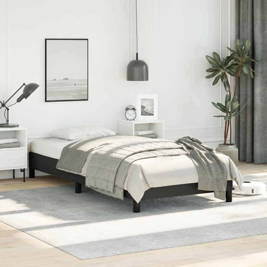 vidaXL Bed Frame without Mattress Black 100x190 cm Twin Faux Leather