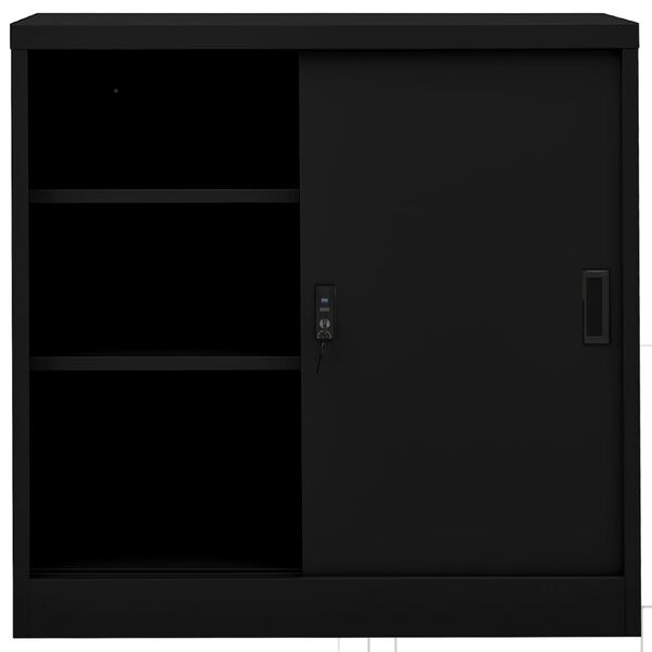 vidaXL Office Cabinet with Sliding Door Black 90x40x90 cm Steel