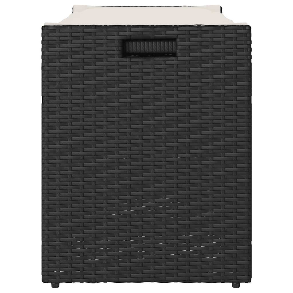 vidaXL Outdoor Storage Bench with Cushion Black 100 cm Poly Rattan