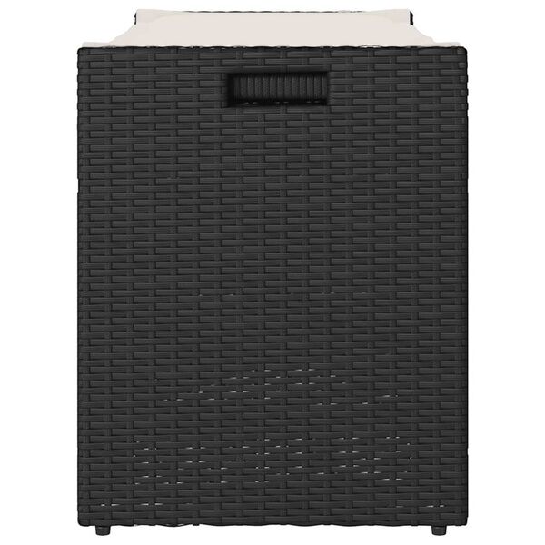 vidaXL Outdoor Storage Bench with Cushion Black 100 cm Poly Rattan