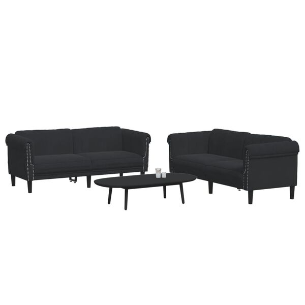 vidaXL 2 Piece Sofa Set Black Velvet