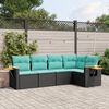 vidaXL 5 Piece Garden Sofa Set with Cushions Black Poly Rattan