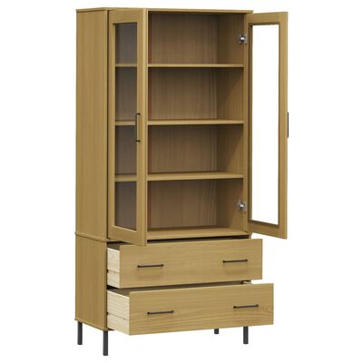 vidaXL Bookcase with Metal Legs Brown 85x35x172.5 cm Solid Wood OSLO