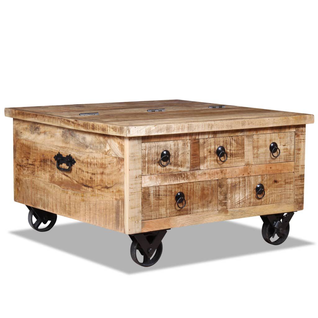 vidaXL Coffee Table Rough Mango Wood 70x70x40 cm