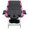 vidaXL 4-Zone Foldable Massage Table Aluminium Black and Pink