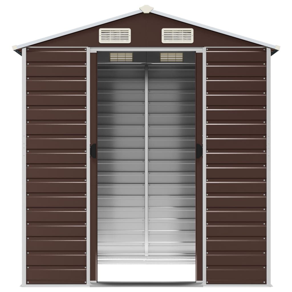 vidaXL Garden Shed Brown 191x130x198 cm Galvanised Steel