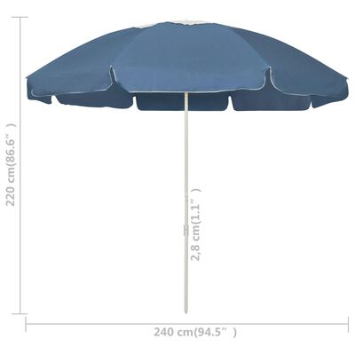 vidaXL Beach Parasol Blue 240 cm